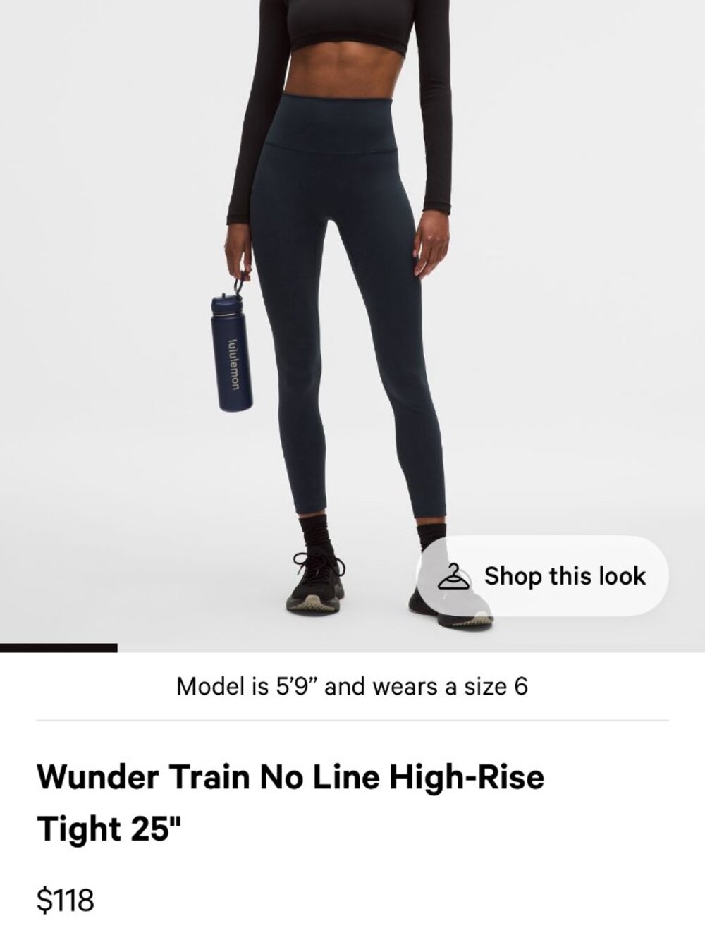 lululemon Wunder Train No-Line Leggings, 25" Length, True Navy, Size 4